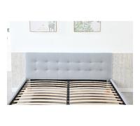 Provence Literie - Lit avec sommier et tête de lit capitonnée 120x190 cm - Gris