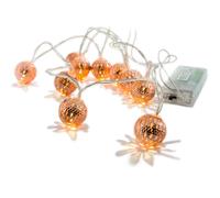 Home & Style Guirlande avec boules en métal, 10 LED blanc chaud, câble d'alimentation 30 cm, 2 piles AA non incluses, 8086 Petites boules Cupfer