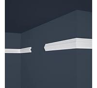 PROVISTON | Baguette décorative | Polystyrène | 18 x 38 x 2000 mm | Blanc | Baguette murale | Recouvrable | Montage facile | Qualité supérieure | Stable et léger | 2 m