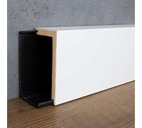 PROVISTON | Barre de recouvrement pour tuyaux chauffants | Sans profil de montage | 41 x 91 x 2400 mm | Film MDF | Blanc | Plinthe Abdeck | 2,4 m