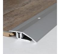 PROVISTON | Profilé de rattrapage| Alu anodisé | 44 x 7-15 x 2700 mm | Argent | Barre de jonction à visser | Barre de seuil de rattrapage de niveau | 1 pièce