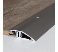 PROVISTON | Profilé de rattrapage| Alu anodisé | 44 x 7-15 x 2700 mm | Aspect inox | Barre de jonction à visser | Barre de seuil de rattrapage de niveau | 1 pièce