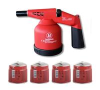 PROWELTEK - Lampe à souder à gaz 1760W + 4 Cartouches gaz Utilisation à 360°- Chalumeau à gaz Allumage électronique à batterie