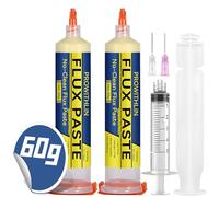 prowithlin Flux Soudure, 60 ML, 2pack Pâtes à braser Avec 2 Aiguilles, 1 Poussoir Et 1 Seringue, 60g Flux Soudure No Clean pour Réparation BGA/IC/CPU/PCB/SMD - Idéal flux soudure électronique