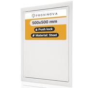 Proxinova Trappe de Visite Métallique Serrure à Pression 500x500 mm, Trappe Laquée Blanche pour Plafond Résistante pour Extérieur, Comble, Baignoire, Cache pour Fils et Tuyaux, Inspection Hatch Placo