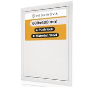Proxinova Trappe de Visite Métallique Serrure à Pression 600x600 mm, Trappe Laquée Blanche pour Plafond Résistante pour Extérieur, Comble, Baignoire, Cache pour Fils et Tuyaux, Inspection Hatch Placo