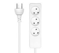 ProXtend Multiprise Danoise 3 Prises 10 mètres Blanc - Alimentation Secteur avec Long Cable d'Extension