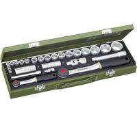 Proxxon Jeu de clés à douilles 23020 – 1/2" + 1/4" – 27 pièces – Argent/vert