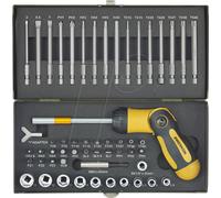 PROXXON 23104 - Jeu d'embouts avec tournevis à cliquet coudé, 54 pièces mixte