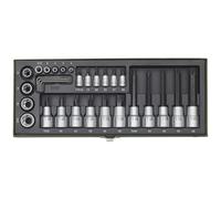 Proxxon Jeu de clés à douille 1/2 (12.5 mm), 1/4 (6.3 mm) 29 pièces 23103