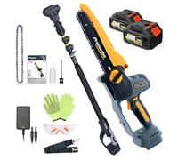 Prunarbo Élagueuse sur Perche 8" Télescopique avec 2 Batteries 4.0Ah | Travail Sans Échelle, Portée Jusqu'à 2,5 m, Coupe en Hauteur, Vergers, Grands Arbres, Plus de Sécurité
