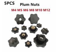 Prune Serrer à la Main, Poignée Filetage Mécanique, Pouce Noir, Bouton de Serrage, Manuel, Kg Perforé, M5, M6, M8, M10, M12, 5Pcs Non perforé