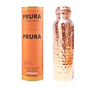 PRURA Bouteille d'Eau en Cuivre Martelé - Récipient Ayurvédique Avec Couvercle - Grande Capacité, Anti-Fuite - Pour Boire Plus d'Eau