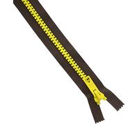 Prym Zip Marrone Scuro Con Denti grossi Gialli Bicolore Aperti, 60 cm, Chiusura Lampo S12 (1 Pezzo), Multicolore, 34 x 5 x 1 cm