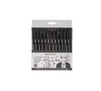 Pryma Lot de 12 feutres fins - Pointe noire étanche - Capuchon avec clip - Feutres techniques à pointe fine de tailles assorties - Idéal pour dessin, écriture, bullet journal, calligraphie