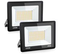 Psatfito G Projecteur LED 100w, 10800 Lm Projecteur LED Extérieur, Étanchéité Ip66 Lumière Blanche Chaude 3000k Éclairage de Sécurité Extérieur pour Entrepôt, Garage, Arrière-Cour, 2 pièces