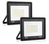 Psatfito G Projecteur LED 50w, 5400 Lm Projecteur LED Extérieur, Étanchéité Ip66 Lumière Blanche Chaude 3000k Éclairage de Sécurité Extérieur pour Entrepôt, Garage, Arrière-Cour, 2 pièces