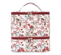 Psdndeww Mallette de rangement à 30 sections double couche avec design matelassé pour vernis et beauté, Motif fleurs Rouge, Beauté de masse