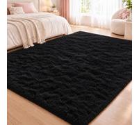 PSHQYI Tapis Salon Shaggy Dessous Antidérapant Ultra Doux 90x200cm Noir | Tapis À Poils Longs Lavable En Machine Moderne Élégant Pour Salle À Manger Ou Cuisine