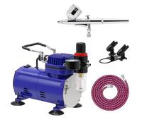 Psipro Kit aérographe avec compresseur - Aérographe double action 0,3 mm | Tasse de 9,4 g, tuyau de 1,8 m, compresseur 1/5 HP. Alimentation par gravité. Pour loisirs, modèles, tatouages et gâteaux