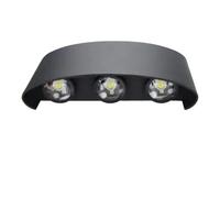 Pssopp Applique Murale LED pour Patio, 6 W, en Aluminium Noir, étanche, Lampe Murale D'extérieur avec 6 Têtes LED et Matériel de Montage pour Jardin, Porche, Terrasse, Clôture