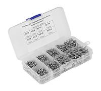 Pssopp Assortiment de Vis Autotaraudeuses M2, Kit de Fixation à Tête Cylindrique en Acier au Carbone nickelé, 800 Pièces 8 Tailles 4 Mm à 20 Mm, Entraînement Transversal pour le Travail du Bois,