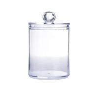 Pssopp Bocaux de Rangement en Plastique Transparent, 4 Pièces, Conteneurs avec Couvercles Amovibles pour L'organisation de la Salle de Bain, Boules de Coton, Tampons