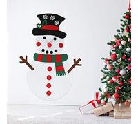 Pssopp Bonhomme de neige interactif en feutre : décoration de Noël amovible à suspendre au mur pour enfants et famille (écharpe rouge et verte)