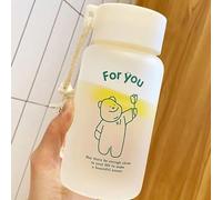 Pssopp Bouteille D'eau pour Enfants Gobelet D'eau pour Enfants Bouteille à Boire pour avec Poignée en Silicone Souple de Dessin animé Mignon Couvercle étanche sans BPA pour (ours vert)