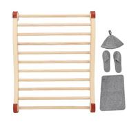 Pssopp Dossier de Sauna en Bois - Support Dorsal en Pin - Design Ergonomique incurvé avec Coussinet et Pantoufles - Confort Antidérapant pour Sauna Familial - Utilisation en Club de Fitness