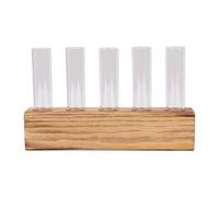 Pssopp Fournitures de Culture Hydroponique, Base en Bois, Vases en Verre Transparent, Tube à Essai, pour Comptoir, Rebord de Fenêtre, Balcon, Herbes, Lierre, Pothos, Station de Propagation des (avec
