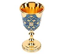 Pssopp Gobelet Médiéval, émail Bleu plaqué or intégré Tasse à Vin Vintage 3,74 X 1,65 Pouces Récipient à Boire Multifonctionnel pour la Décoration de la Maison de Fête de M