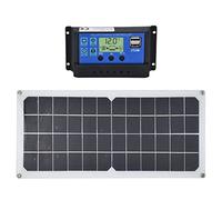 Pssopp Panneau Solaire 10W 12V Monocristallin avec Contrôleur de Charge de Sortie USB 5V pour Voiture RV Bateau Marin Hors Réseau