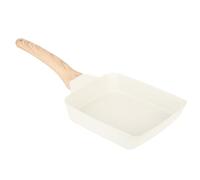 Pssopp Poêle Plate Beige pour Petit-déjeuner, Poêle Tamagoyaki Rectangulaire Antiadhésive avec Poignée en Plastique Phénolique en Alliage D'aluminium pour la Cuisson des Omelettes, des