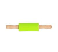 Pssopp Rouleau à Pâtisserie Antiadhésif en Silicone avec Poignées Rotatives en Bois, Lisse, pour Pain, Pâtisserie, Pâtes, Biscuits, Boulangers de Cuisine à Domicile (Petit manche en bois vert)