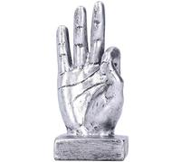 Pssopp Statue de Doigt Décorative en Résine, Sculpture de Main Gestuelle, Ornement de Bureau, Couleur Argent