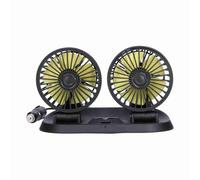 Pssopp Ventilateur de Voiture Rotatif à 360 °, 5 Pales, 2 Vitesses, Ventilateur électrique Automatique à Double Tête pour Véhicules avec Alimentation USB et Débit D'air (12V (pale de