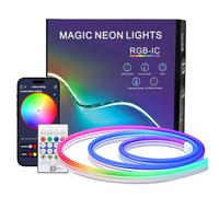 PSTAR Neon Ruban LED 1M, Néon RGBIC Strip DIY Forme Effet Lumineux Flex Bande Lights avec Télécommande APP, Music Sync pour Indoor Outdoor Waterproof Rope Lights
