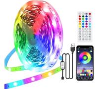 PSTAR Ruban LED 10M, USB Ruban LED RGB Contrôlé par Bluetooth APP ou Télécommande, Bande LED Auto-adhésif Synchroniser avec Musique, Décoration pour Chambre, Maison, Bar, Fête, Noël
