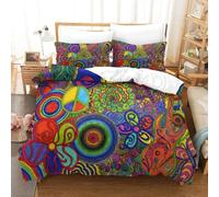 Psychedelic Ensemble Housse De Couett Imprim¿¿ D Et Taie D'oreiller,Ultra Doux Microfibre Hypoallerg¿¿Nique £¬Ensemble Housse De Couette Avec Fermeture ¿¿