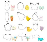 PTaizjjz Lot de 12 mini emporte-pièces de Pâques en acier inoxydable - Œuf de Pâques, poussin, papillon, fleur, lapin, carotte, poisson et plus encore