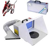 PtaTritious Cabine de Peinture Aérographe Portable, avec Lumières LED, Ventilateur d'Extraction et Tuyau d'Extension d'Échappement, pour Modélisme Artisanats Gâteaux