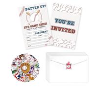 PTECDROTS Lot de 20 cartes d'invitation pour fête d'anniversaire sur le thème baseball avec enveloppes, invitations d'anniversaire pour garçons, fournitures de sport baseball, 17 x 12 cm