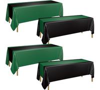 PTECDROTS Lot de 4 nappes vert foncé et noir, nappe de remise de diplôme imperméable jetable rectangulaire pour décorations de fête d'anniversaire ou de mariage, 130 x 220 cm