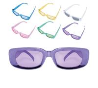 P'TIT CLOWN - 10888 - Lunettes Rectangle Adulte - Accessoire Déguisement Carnaval, Cosplay, Rétro, Disco - Plastique - Sans Paillettes Libres - Couleur Aléatoire