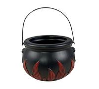 P'tit Clown - 14206 - Chaudron de Sorcière Halloween avec Effet Flammes - Ø 17 cm - Accessoire de Décoration pour Fête, Maison Hantée, Table ou Mise en Scène Magique - Plastique - Noir