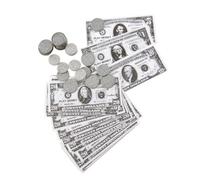 P'TIT Clown - 15021 - Set de Monnaie USA - Lot Faux Billets Dollar, Fausses Pièces - Décoration, Accessoire Déguisement - Anniversaire, Soirées, Fêtes à Thèmes, Anniversaire - Plastique et Papier
