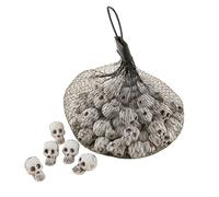 P'tit Clown - 15960 - Filet de 50 Mini Crânes en Plastique - Parfaits pour Décoration Halloween - Accessoire Effrayant et Réaliste - Ambiance Macabre - Idéal pour Fêtes, Tables et Décors Sinistres
