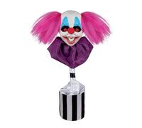 P'TIT CLOWN - 23535 - Automate Clown Halloween - Animatronique - Animatronics - Tête de Clown Animée, Sonore et Lumineuse - Parfait pour Une Décoration Effrayante - 45 cm - Piles Non incluses