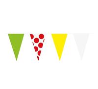 P'TIT CLOWN - 23881 - Guirlande fanions Vert, Jaune, Blanc, Blanc à Pois - Accessoires Déco Fans Vélo, Course, Podium, Événements Sportifs, Animation, Fête à Thème Cycliste - 10 m